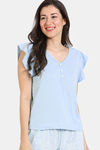 Zivame Summer Thyme Knit Cotton Top - Starlight Blue — thumbnail 2